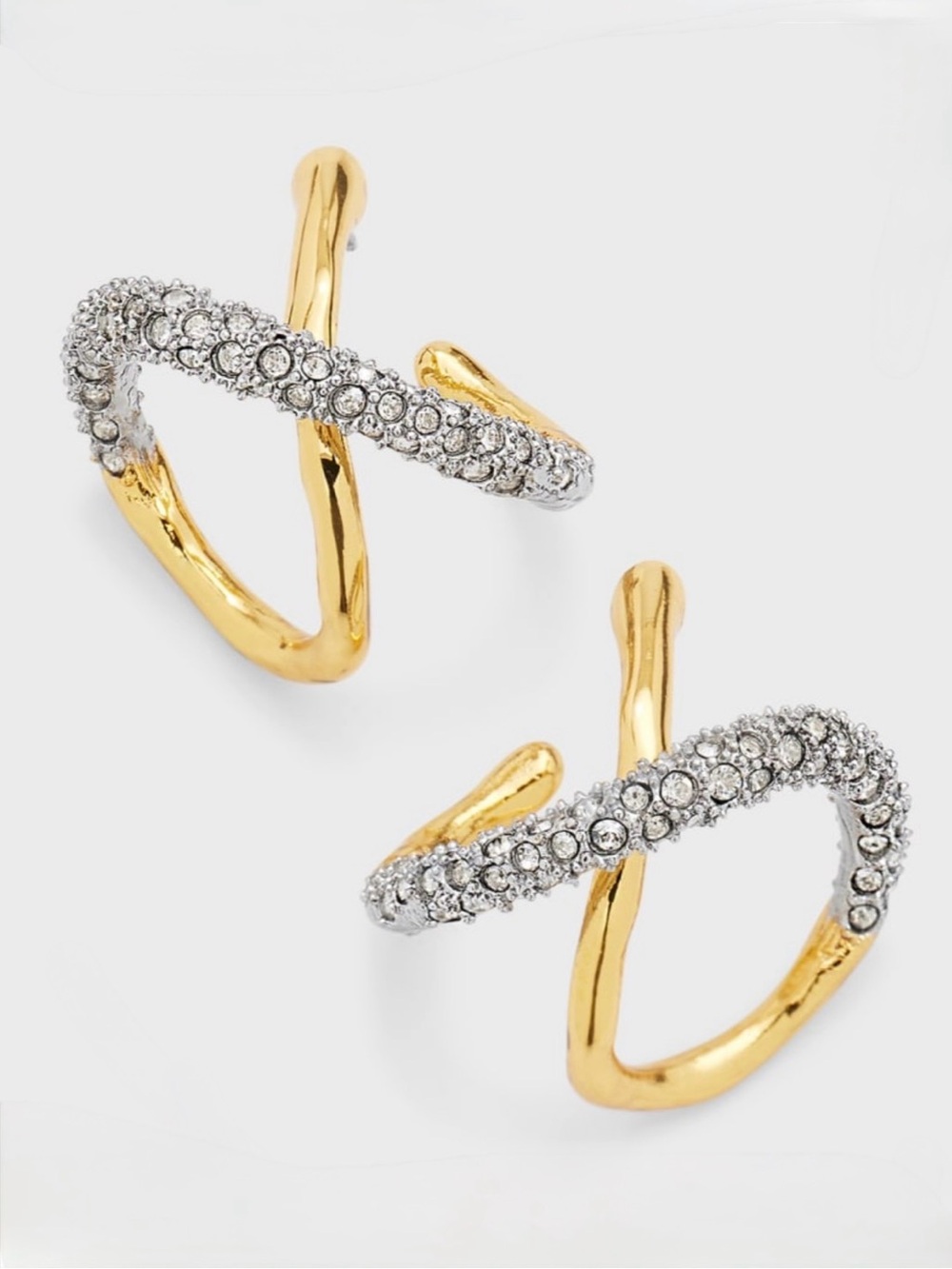 NEW Alexis Bittar Solanales Twisted Orbit Earrings Gold Clear JL01